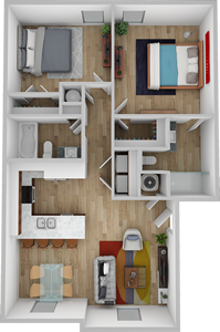 B1-Two Bedroom / Two Bath -939 Sq.Ft.*